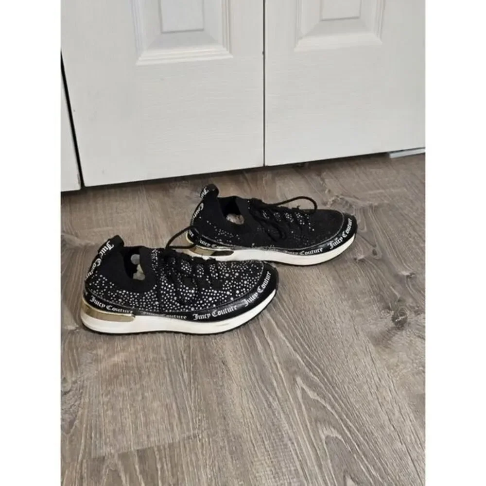 Juicy Couture‎ Bellamy Black Rhinestone Lace-up Sneakers Size 6 - Picture 4 of 13